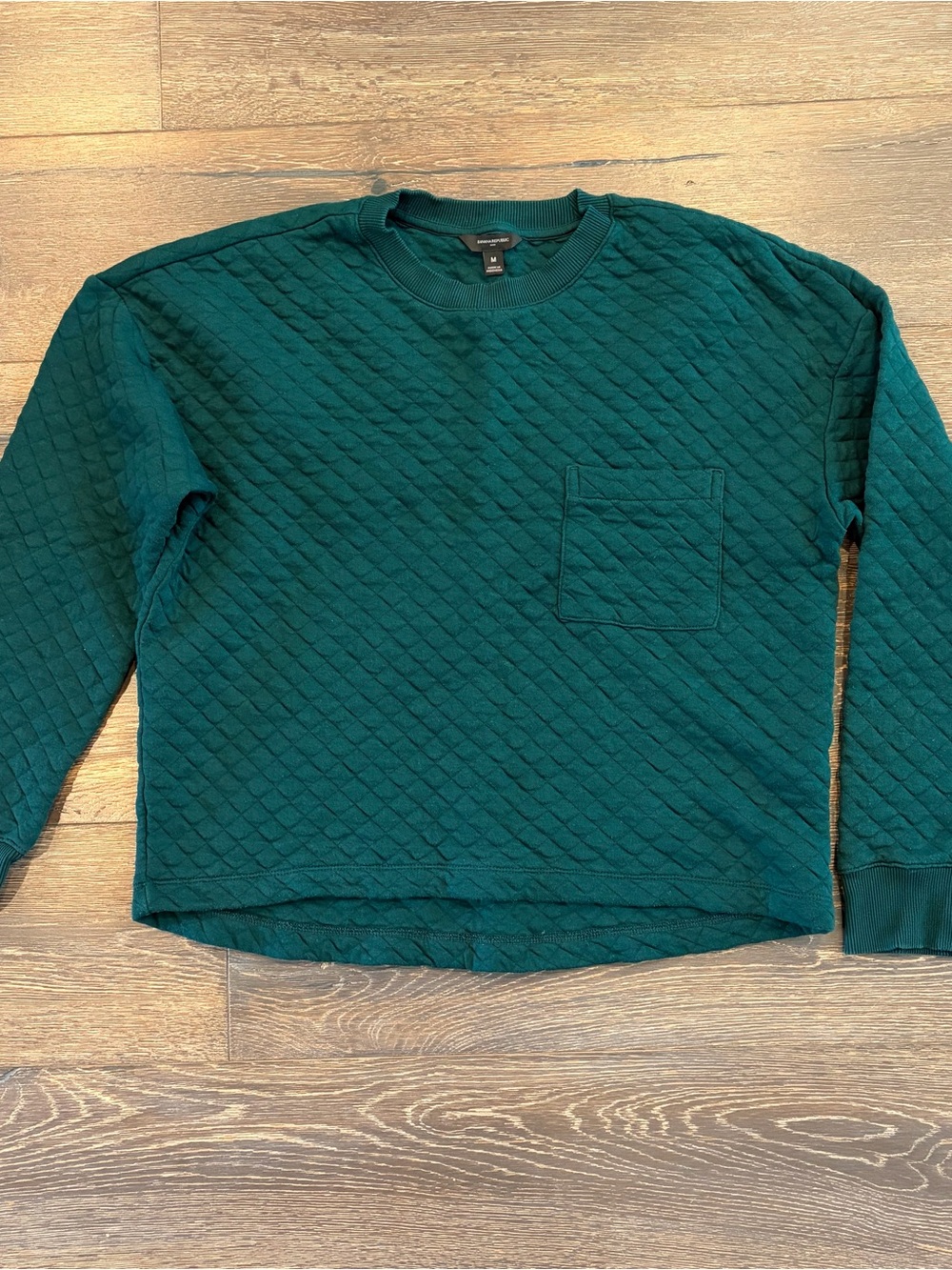 Banana Republic emerald green Quilted Crewneck Sweater